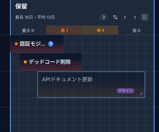 不透明度を下げて表示された、切り取り済みで貼り付け待ちのカード